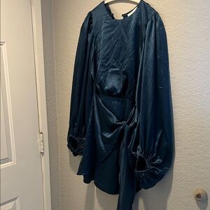 Pedal + pup Elegant Dark Teal Long Sleeve Dress